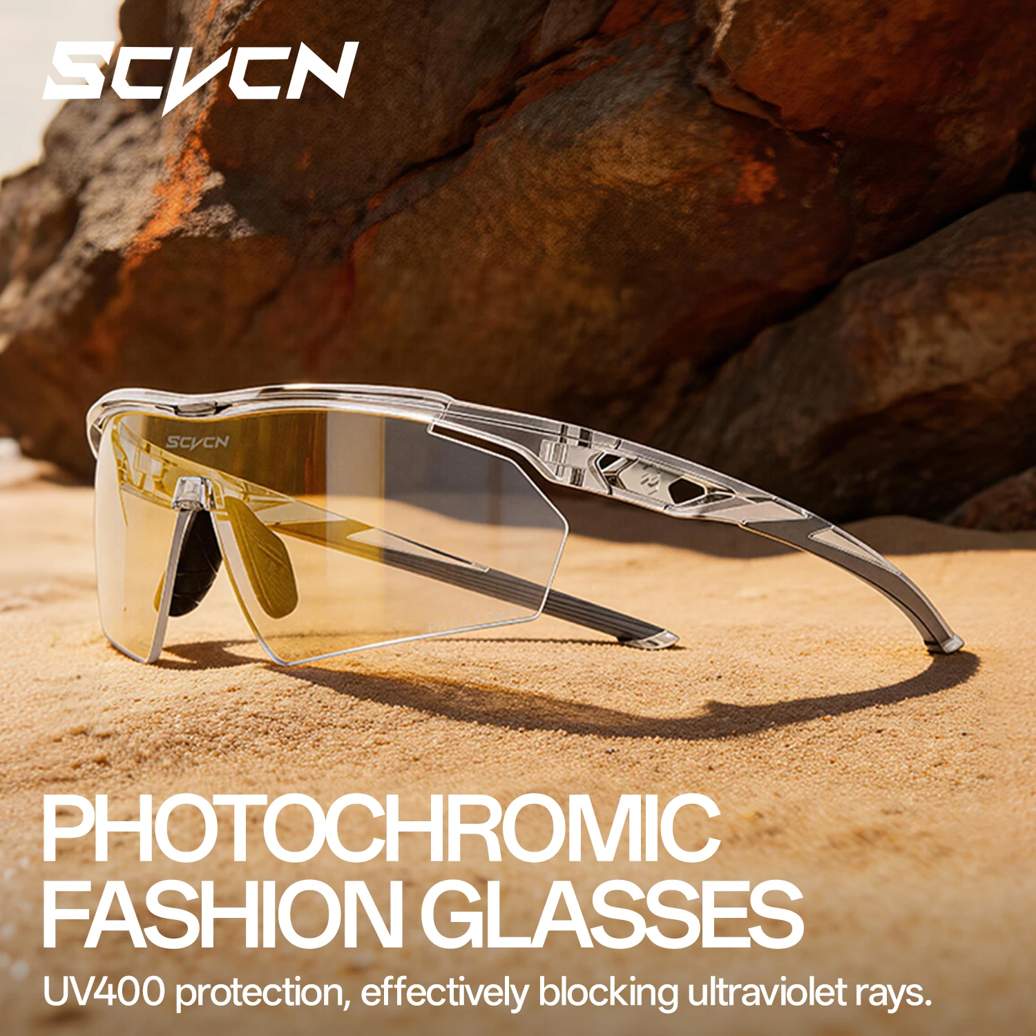 

SCVCN UV400 HD Photochromic Hiking Cycling Sunglasses Outdoor Sports Running Rock Climbing Stylish Glasses Driving Sunglasses