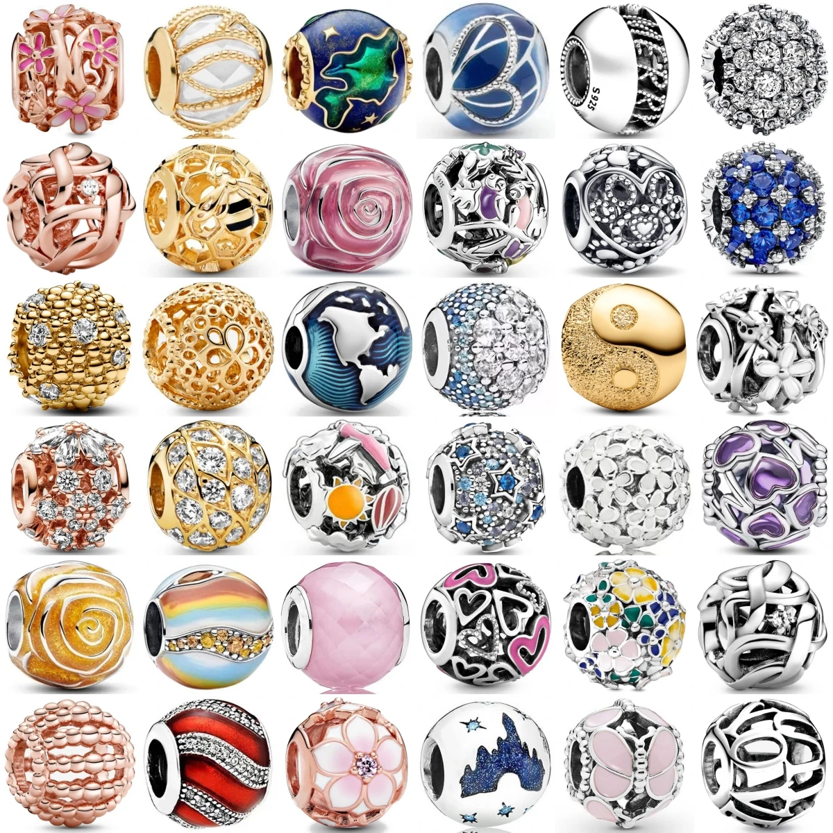 

New Fashion 925 Sterling Silver Butterfly Universe Flower Charms Pendant Fit Original Bracelet DIY Jewelry For Woman Gift