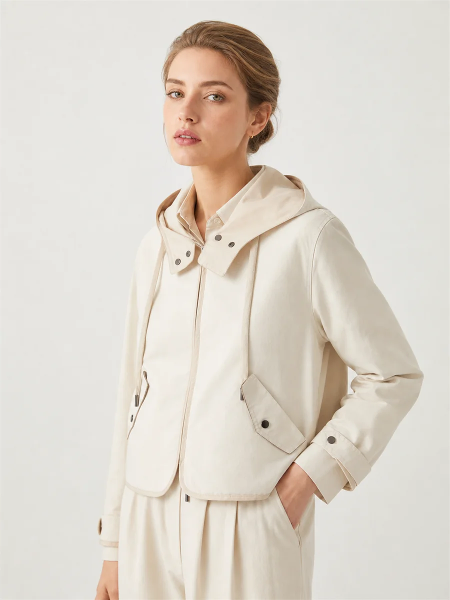 K2530X Luxuriöse Damenkleidung Baumwoll-Hoodies Herbst Kurze Mäntel