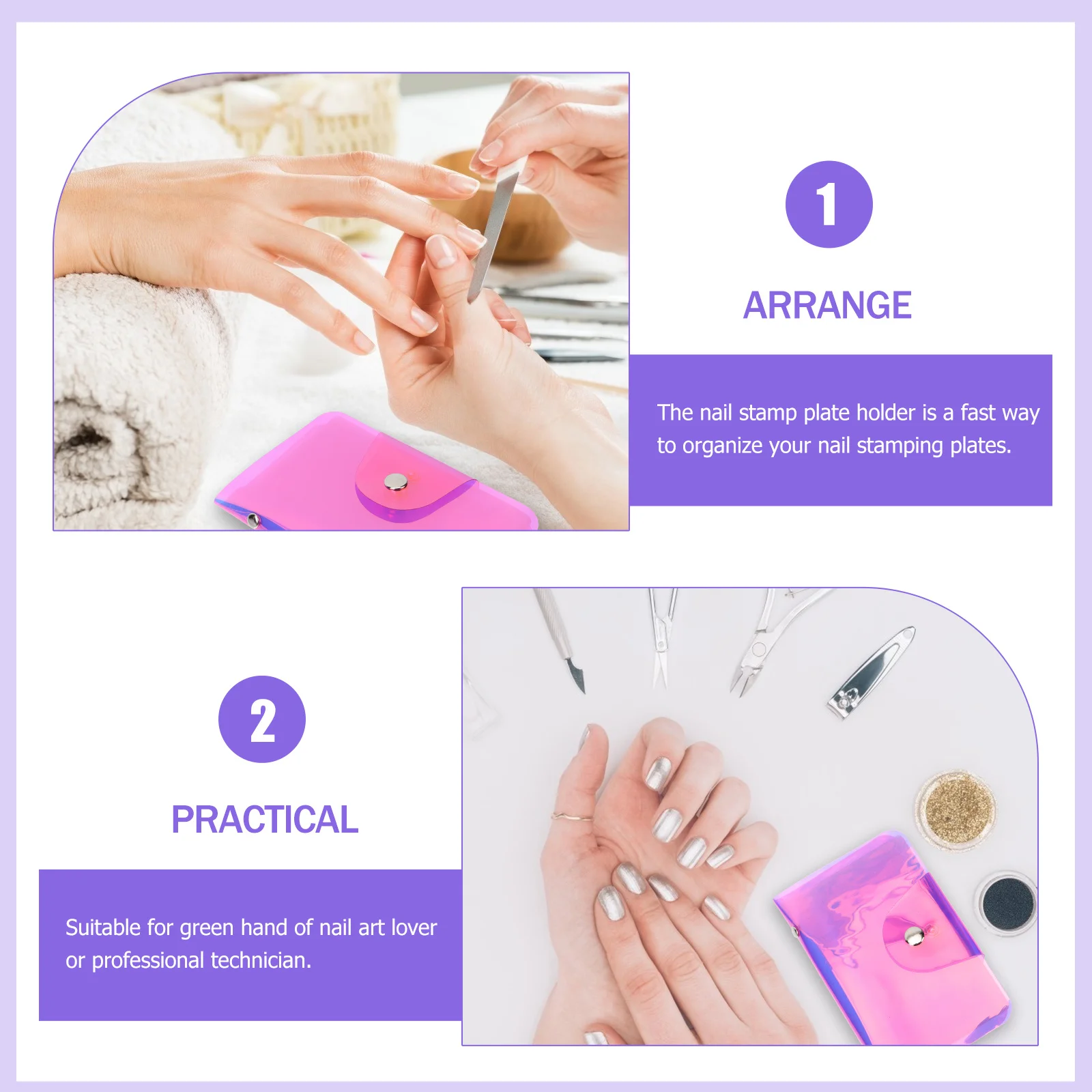 

Rectangle Nail Art Stamp Plate Holder 20 Slots Stamping Plate Case Nail Art Stamping Pouch Multi-Card Position Bag