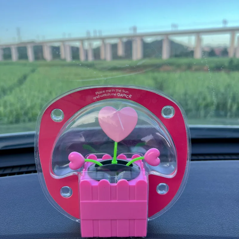 Nova popularidade rosas brinquedos solares diversão criativa solar auto dança balanço amor coração flor decoração do carro ornamentos