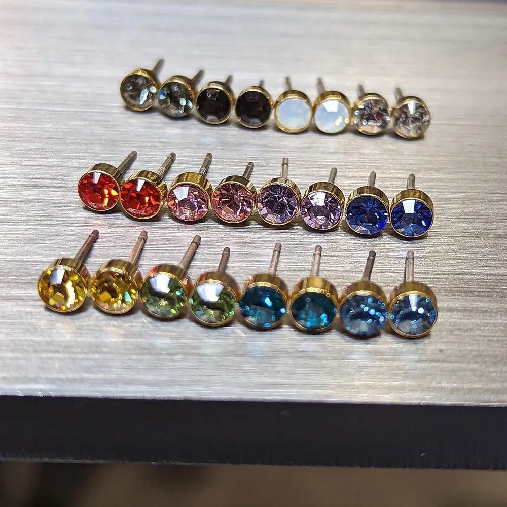 

Minimalist Versatile Commuter Daily, Birthstone Month Earrings Versatile 925 Silver Needle 12 Piece Earring Set