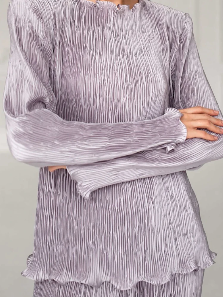 

Осень-зима, новый свободный комплект из двух предметов с длинными рукавами, повседневные однотонные топы и полуюбки с круглым вырезом, модные простые женские комплекты для поездок на работу