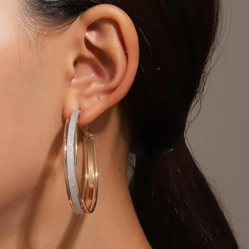 Chunky Hoop Earrings Large Thick Hoop Earrings Exaggerated Frosted Wide Hoop Earrings Minimalist Hoop Earrings Jewelry for Women