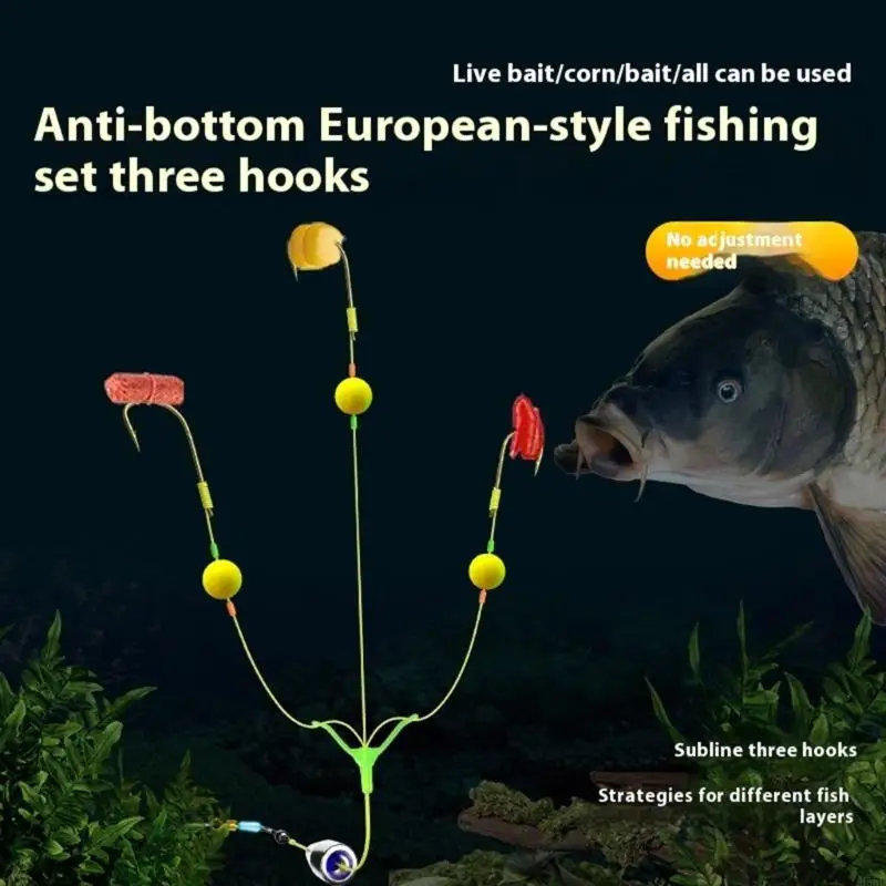 

Anti Bottom Triple Hook Fishing Hair Rigs Carp Fishing Hook Fishing Accessories