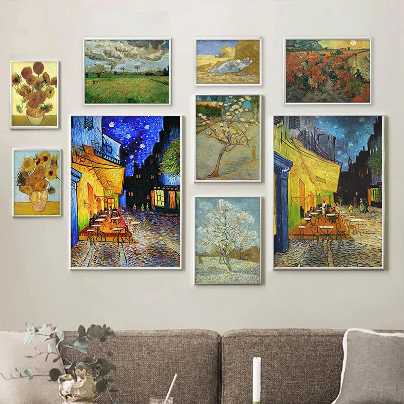 Van Gogh Classic Art Prints Abstract Sunflowers Starry Night Poster Classic Art Decorative Paintings Bedroom Hallway Home Decor