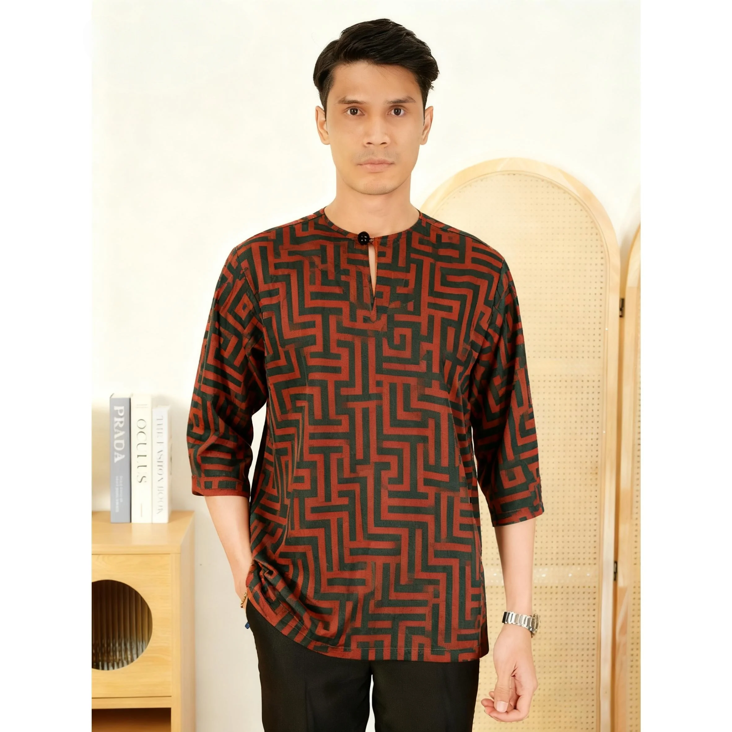 2026 قصيرة الأكمام تي شيرت مسلم الصلاة الملابس الفاخرة النمط الأفريقي البرنز ثلاثية الأبعاد فستان مُزين بطباعة ازياء العربية Camisa العربية #4