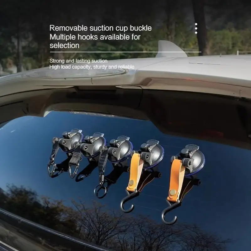 4 Stück Saugnapfhaken mit 360-Grad-Drehfunktion, strapazierfähiges Nylonband für Auto, Zuhause, Outdoor und Camping. – Detail 9