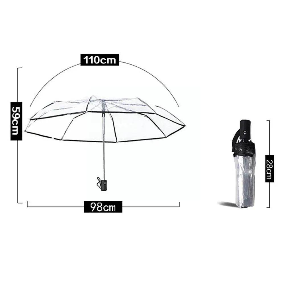 New Transparent Folding Women\'s Umbrella Fashionable Flowe Waterproof Umbrella Black Summer Luxurious Umbrella And E4s1