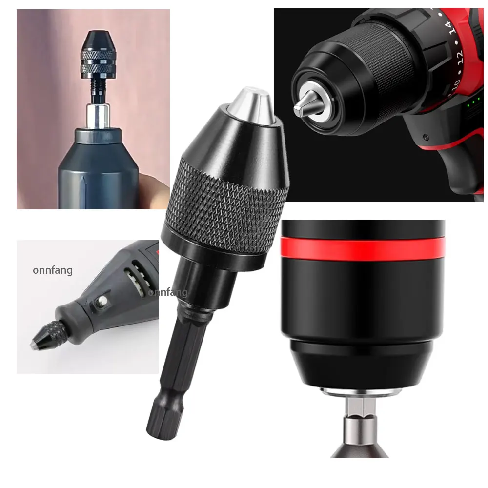 1PC Drill Chuck Keyless Impact Driver Adaptor Hex Round Shank Screwdriver Head Micro Fixture Drill Bits for Electric Grinder