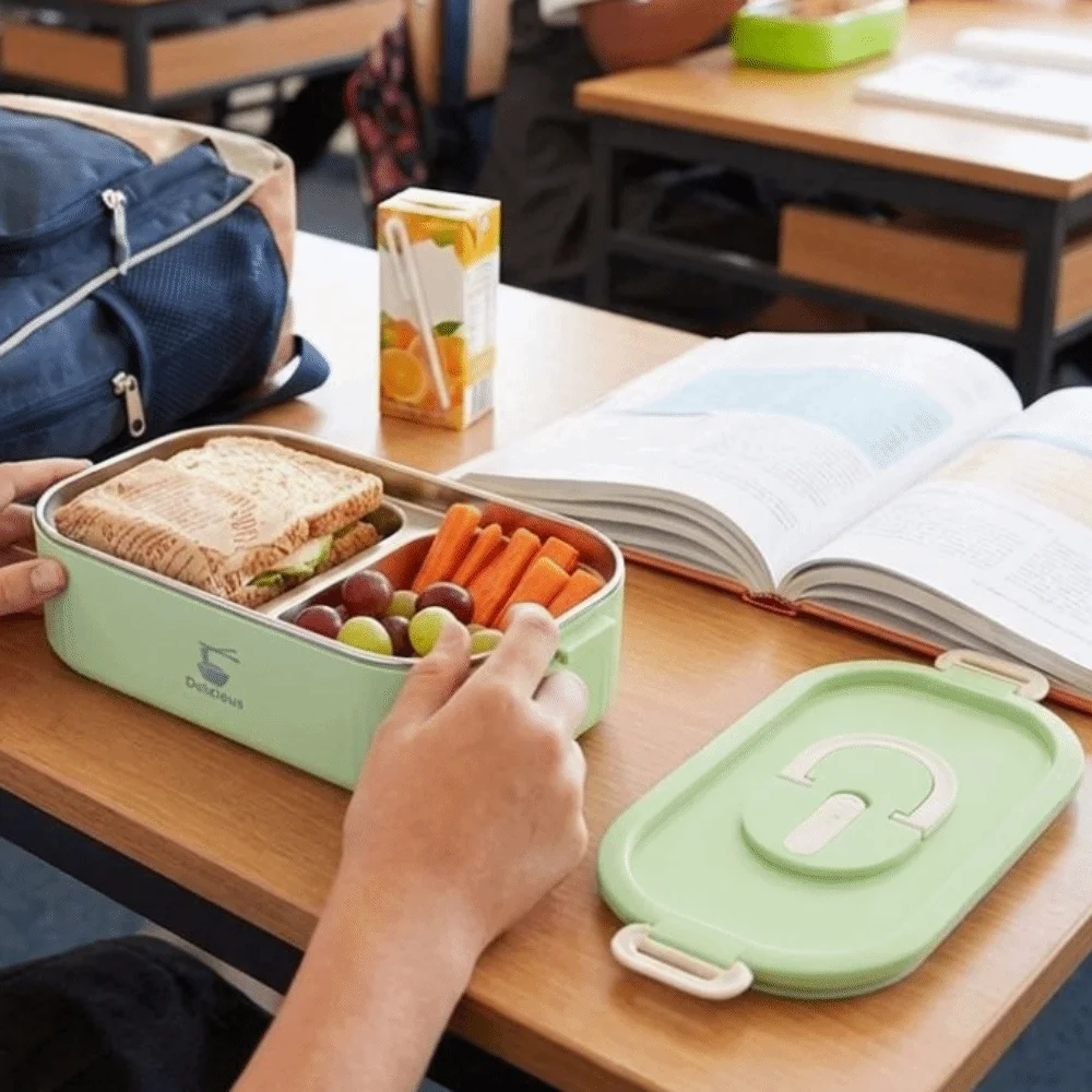 Leak Proof 304 Stainless Steel Lunch Box Airtight Lid Microwave Safe Food Container Stackable Fruit Salad Container Travel