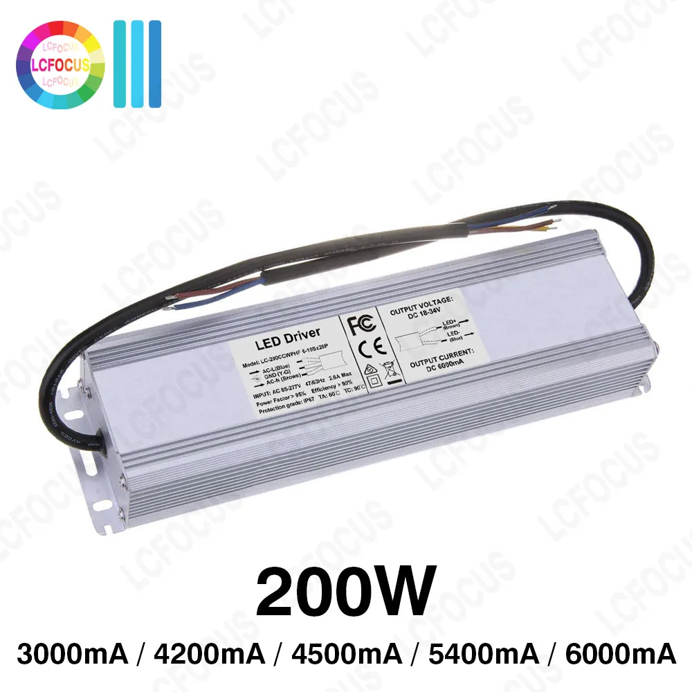 

LED Driver 6000mA 5400mA 4500mA 3000mA Power Supply 18-34V 30-48V 36-65V Waterproof IP67 160W 180W 200W Lighting Transformers