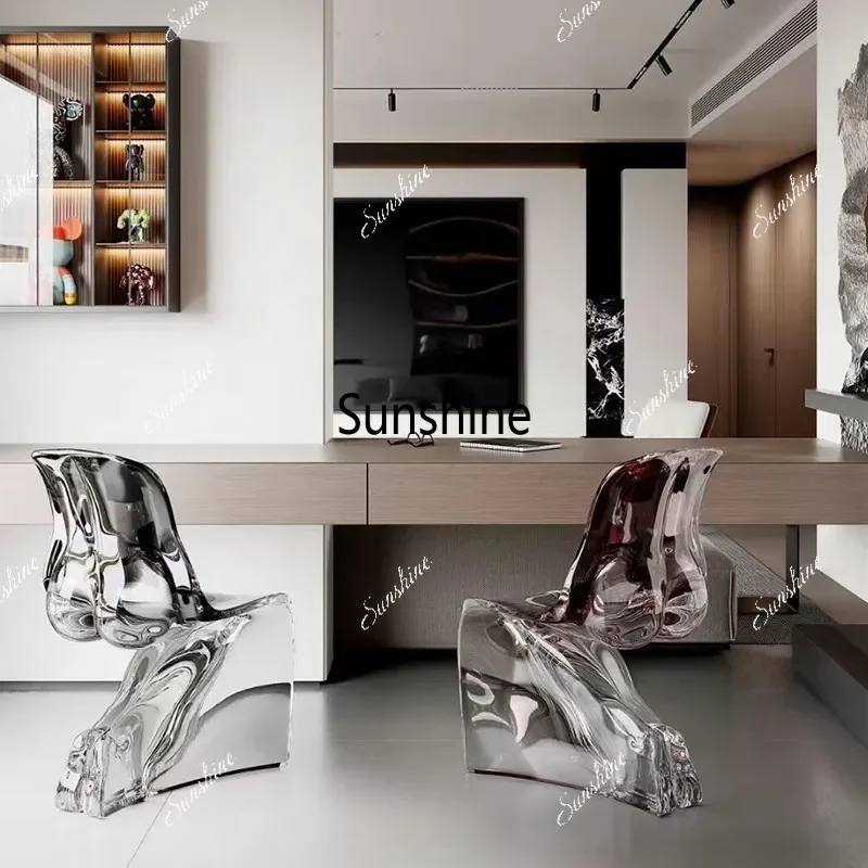 Creative transparent resin dining chair Modern living room special-shaped human butt back chair