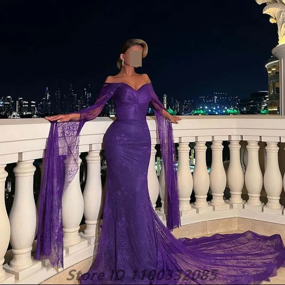 EPackage ale-Robe de soirée élégante en dentelle pour femme, robe de Rhsirène violette, robe de mariée formelle, robe de demoiselle d'honneur, Off Initiated