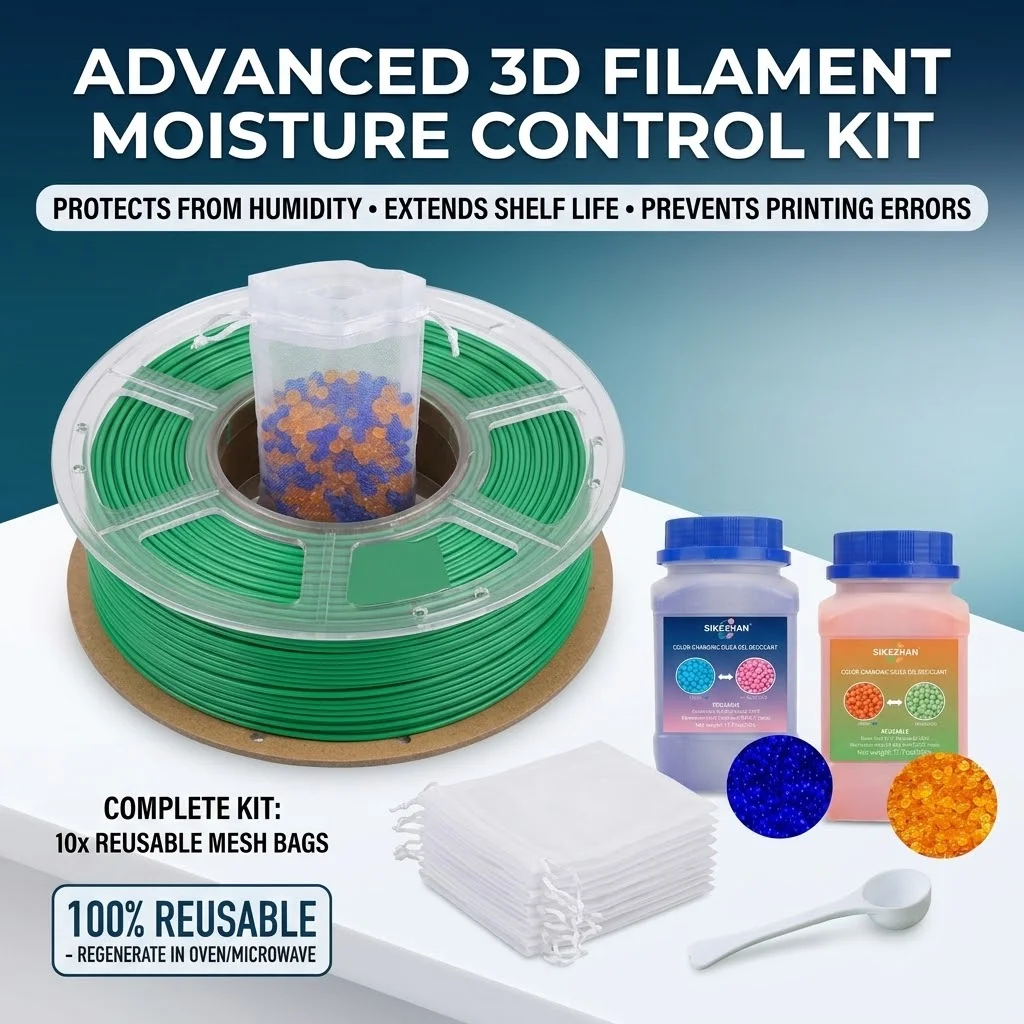 Reusable Indicating Silica Gel Desiccant Beads with Bonus Measuring Scoop and Organza Bags,Safe Moisture Absorber  3D Filament
