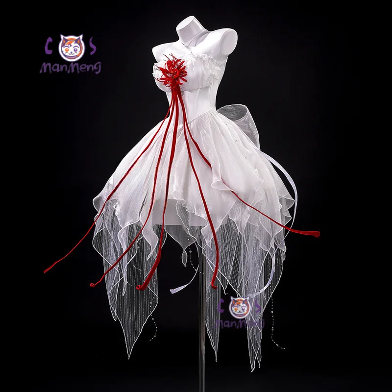 

Wuthering Waves Phrolova Cosplay Costume Wig Dress White Spider Lily Layered Gown Headwear Halloween Party for Women Girls Props