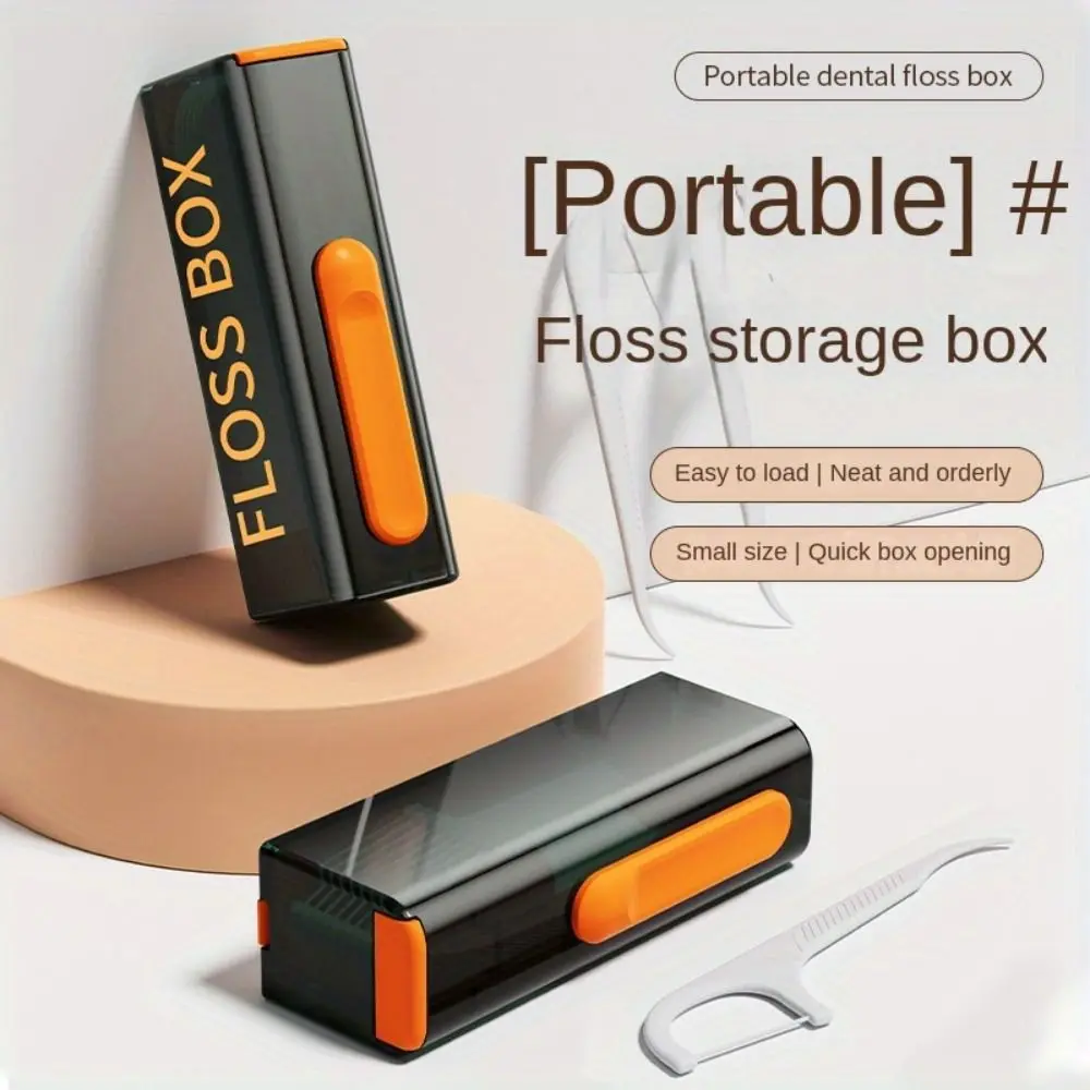 Mini Automatic Pop-Up Dental Floss Box Automatic Pop-Up Dustproof Floss Stick Storage Box Reusable Mirror Design