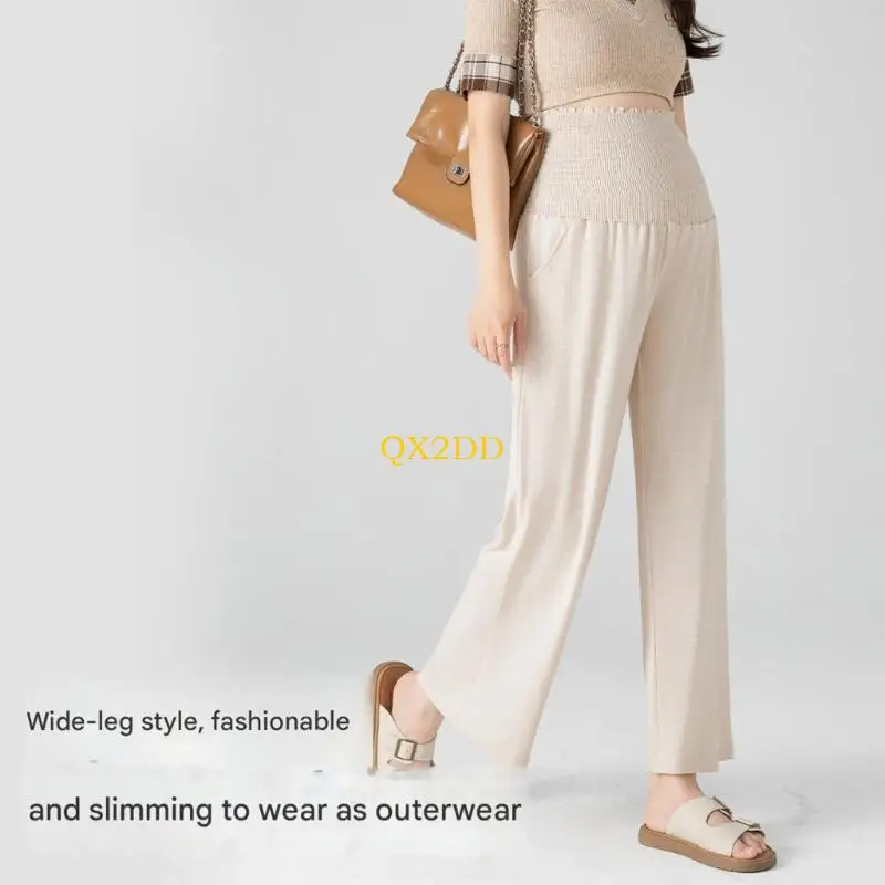 سراويل QX2D سهلة العناية للأمهات بأرجل واسعة من قماش البوليستر مريحة للحمل في مناسبات مختلفة #1