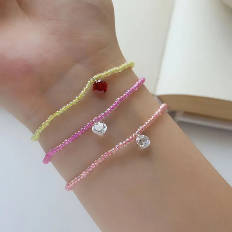 Dopamine color rice beaded bracelets for women summer bracelets cute dainty jewelry for teenage girls