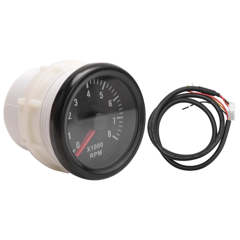 A19Q-52MM Elektrische Toerenteller 0-8000 RPM 2 Inch RPM Tacho Meter Voor 2 3 4 5 6 8 cilinder Benzinemotor Auto Boot Jacht