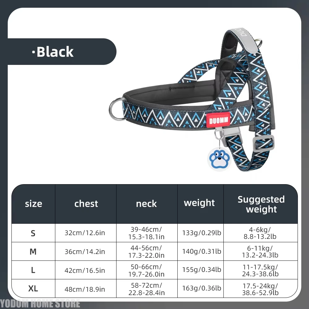 Small Medium Dog Harness Saddle Style Geometric Printed Outdoor Fashion Walking No Pull Training Puppy Pet Vest Harness Quick On - view 6