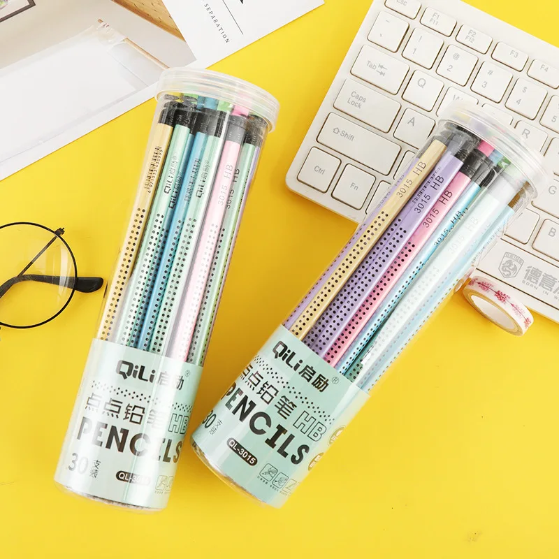 240Pcs(8Boxes) HB Pencil Primary School Students Triangle Rod Correction Grip Pencil Writing Pen With Box