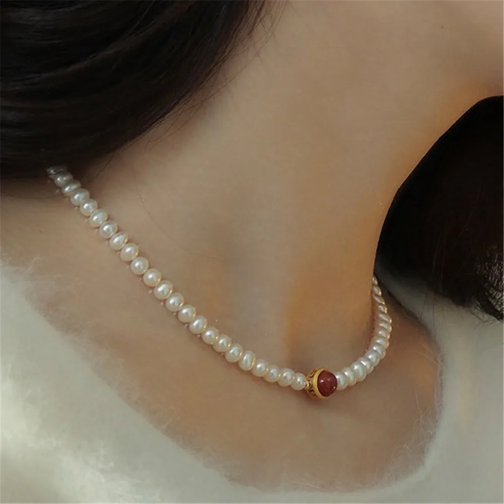 

S925 Silver Material 4-5MM Near Round Strong Light, Natural High Quality Freshwater Pearl, Ring 3-3.5MM Near Round Small Pearl