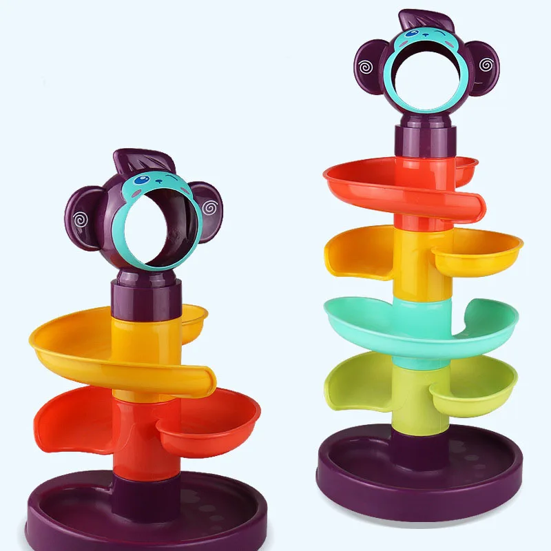 Baby  Toy Rolling Ball Pile Tower Early Education Colorful Educational Preschool Spin Track Set For Baby Toddler Kids Gift