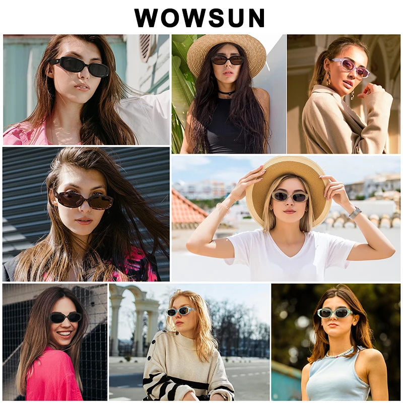 WOWSUN Small Frame Fashion Trendy Women's Sunglasses Retro Personalized Small Frame UV400 Anti UV Sunglasses AA163