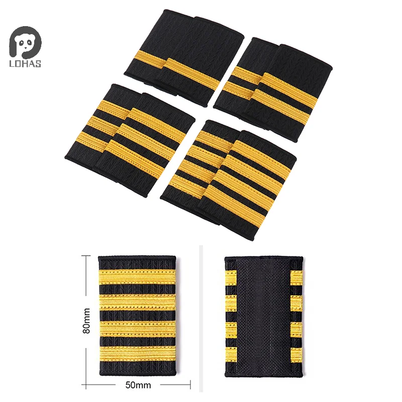 1Pair Clothing Decor Epaulettes Professional Pilots Uniform Epaulets Bars Shirts Craft Shoulder Badges Garment DIY Accessory