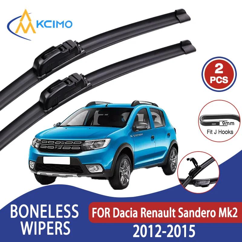 

For Dacia Renault Sandero Mk2 2012-2015 Car Wiper U-type Soft Rubber Boneless Wiper HD Quiet Durable Automotive Wiper 22"+20"