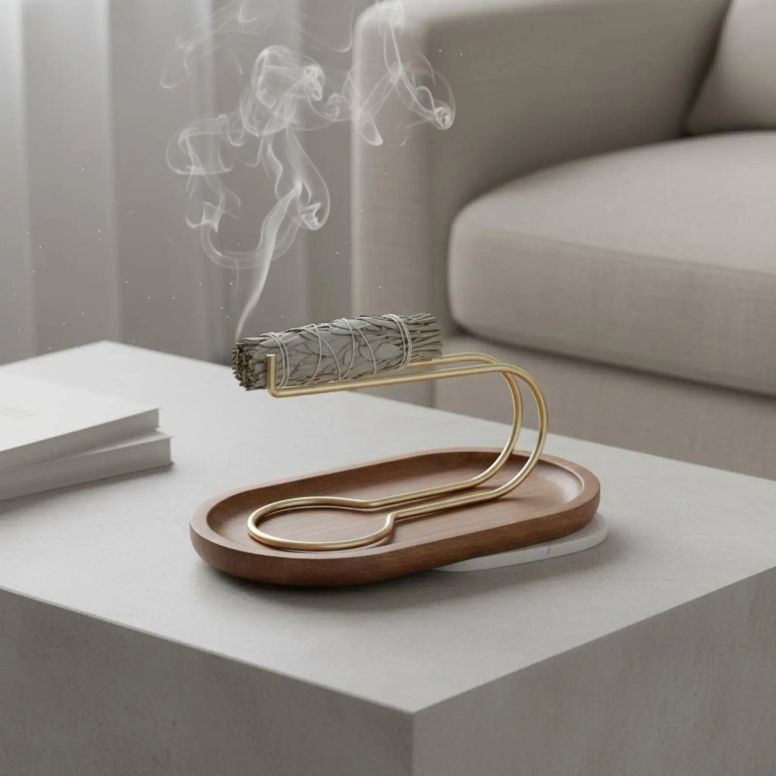 Smudge Burner Tray Ash Catcher Palo Sacred Holder Stand Smudge Stick Burner Multi-Functional Accessory for Living Room