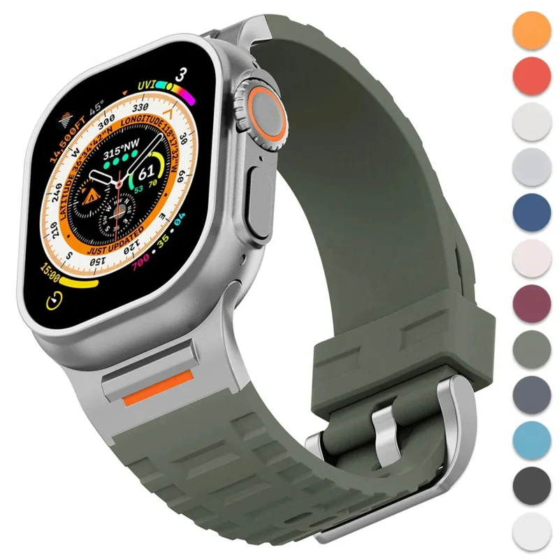 

Роскошный спортивный ремешок для Apple Watch Ultra 2/1 49 мм s10 9 8 7 46 мм 45 мм Мягкий силиконовый браслет для iWatch6 5 4 se 44 мм Ремешок Correa