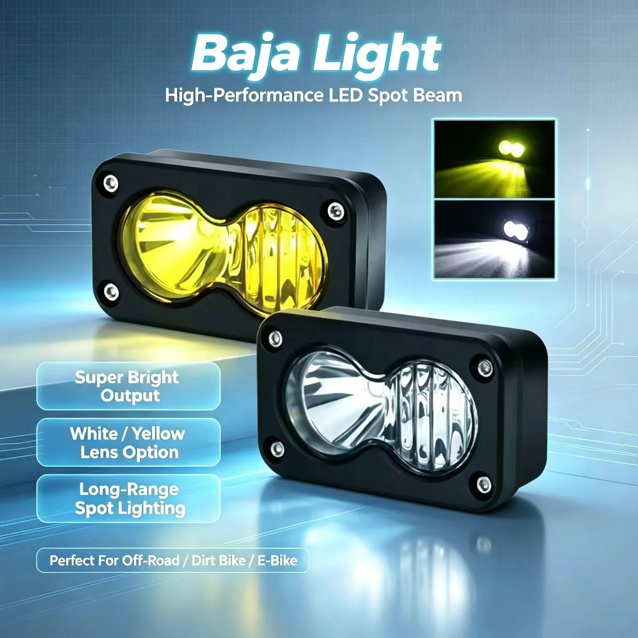 Wintai-Tech Yellow 12V Off-road Truck Motorcycle Headlight Lamp 3''Led Work Light Baja Light Tints