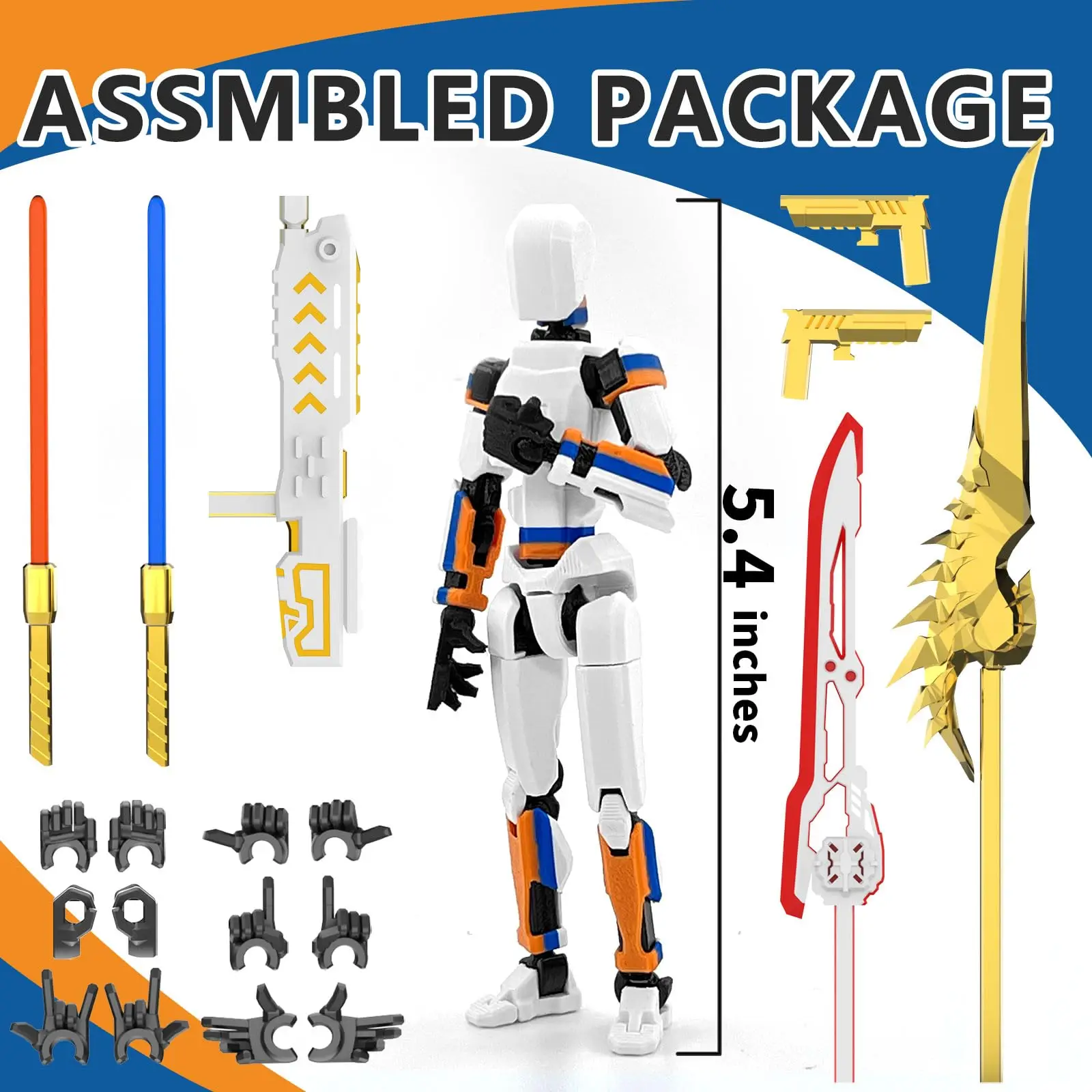 T13 Action Figure Already Assembled, Multi-Colored Titan 13 Action Figure Set with Laser Saber 3D Printed T 13 Lucky Robo Dummy