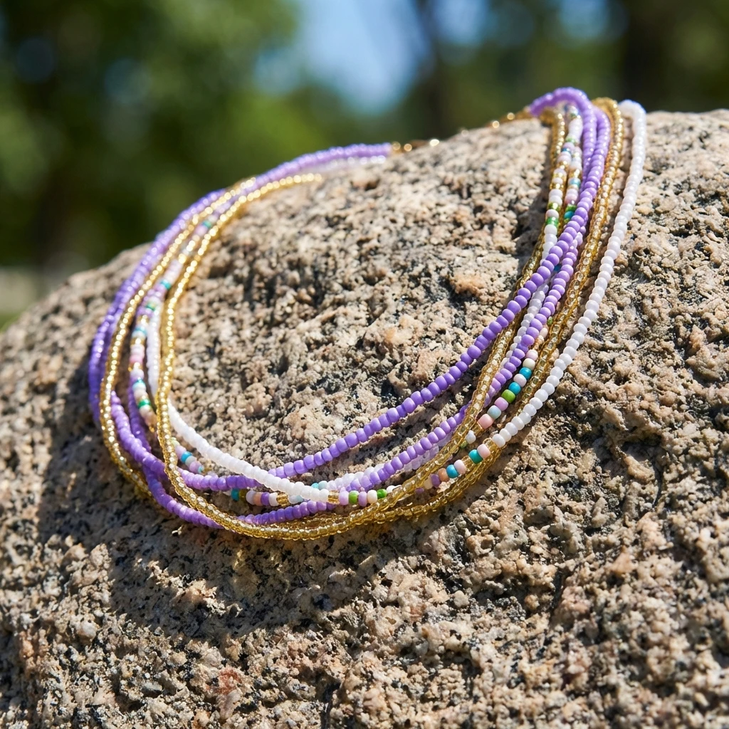Böhmische Lila Taillenketten für Frauen Y2K Ästhetik Elastisches Bauchketten-Set Sommer Strand Sexy Körperschmuck Accessoires Geschenk – Detail 11