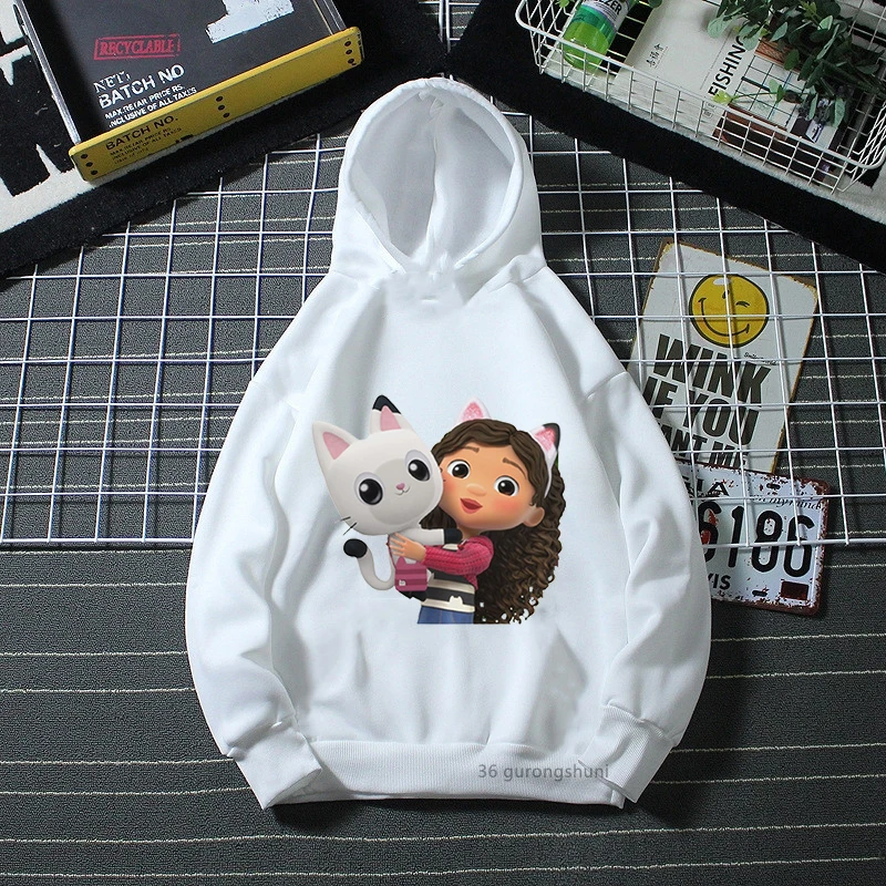 

2022 New Cute Funny Girls Hoodies Gabbys Doll House Cartoon Print Children Spring and Autumn Sweatshirt for Kids Birthday Gift