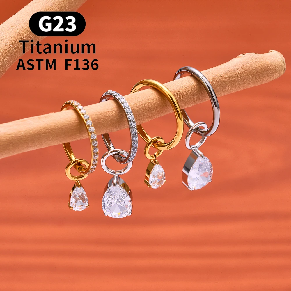 ASTM F136 Titan Birnenherz Kite CZ Drape Rook Ohrring 16G Clicker Hoop Knorpel Tragus Conch Lobe Helix Piercing Schmuck – Detail 12