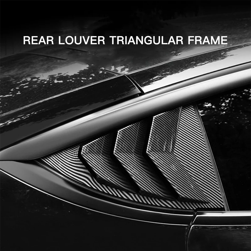 

ABS Rear Car Window Shutter Cover For Tesla Model 3 2017-2022 Carbon Fiber Stickers Triangle Decoration Modified Accessories