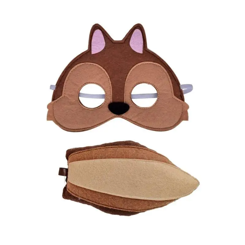 

39BD Children Squirrel Dress up Costume Halloween Animal Costume Includes Animal Mask Animal Ear Headband