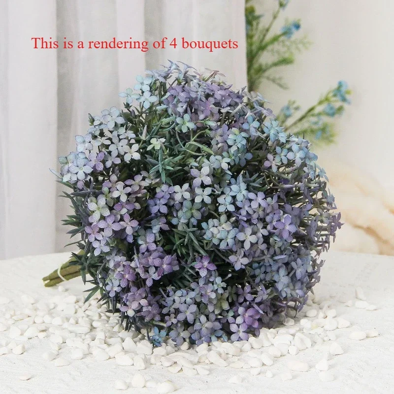 4/5 Stück Simulierte Grüne Pflanze Kunststoff-Gypsophila-Bouquet Wohnzimmerdekoration Künstliches Gras Künstliche Blaue Liebesblume – Detail 10
