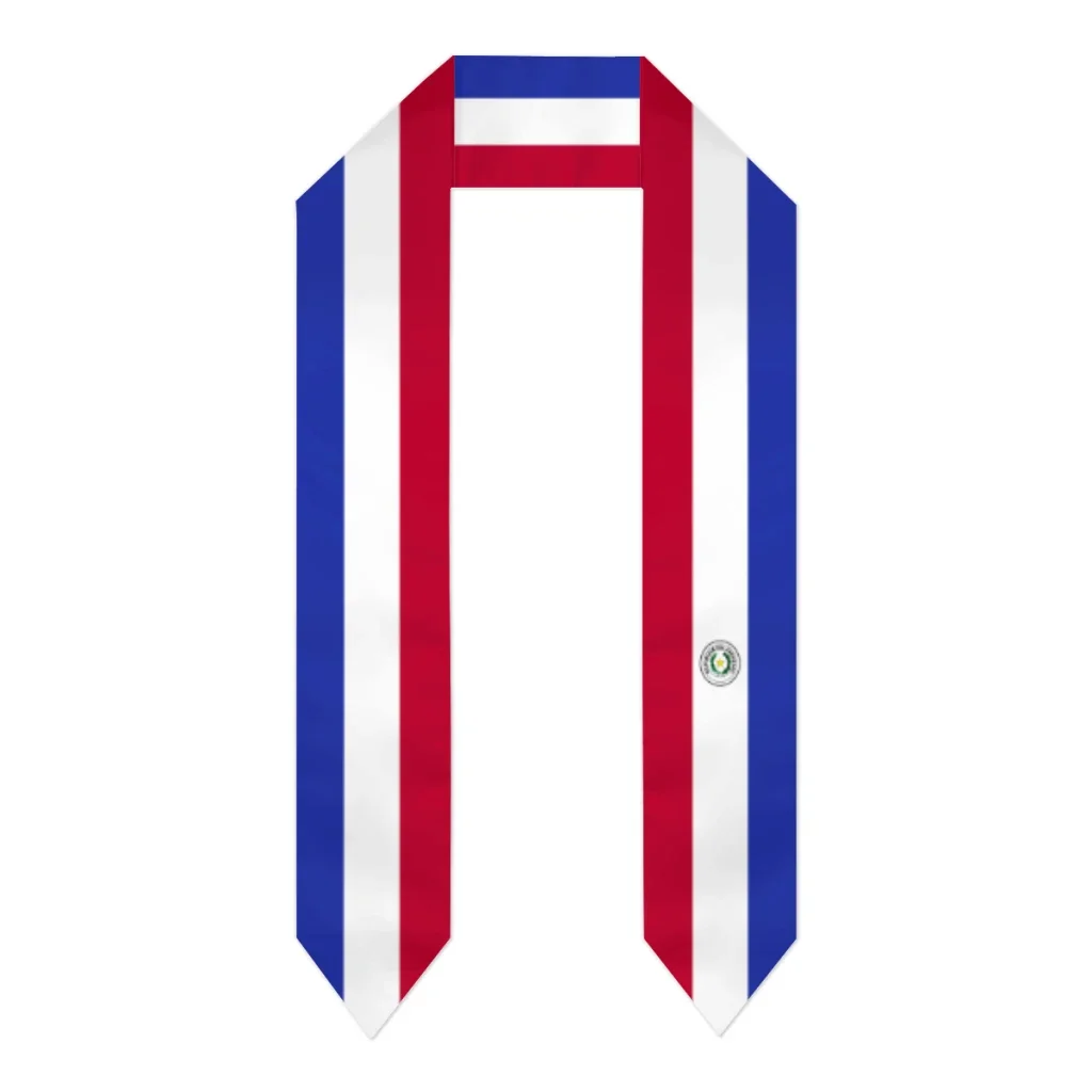 Paraguay Flag Thick Graduation Sash Stole Scarf Double Sided Honor Stole For Graduation Students Class Of 2024