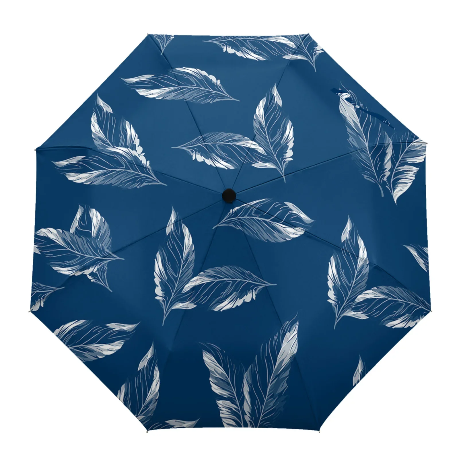 Leaves Hand Painted Watercolor Automatic Umbrella Travel Folding Umbrella Portable Parasol Windproof Umbrellas