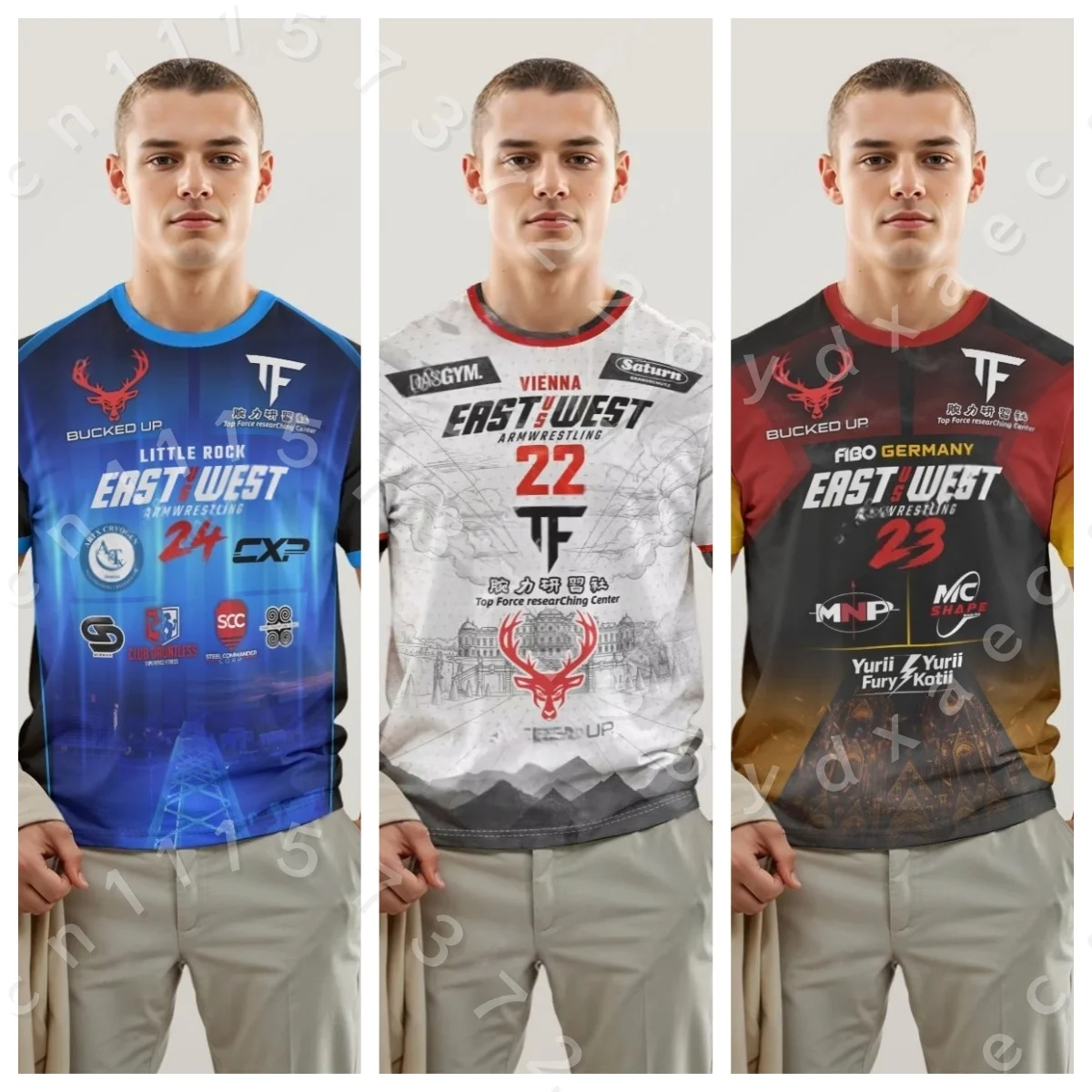 Family Matching East West Arm Wrestling Tournament Jersey Gradient Full Print Breathable Mesh Sports Fan Short Sleeve T-shirt