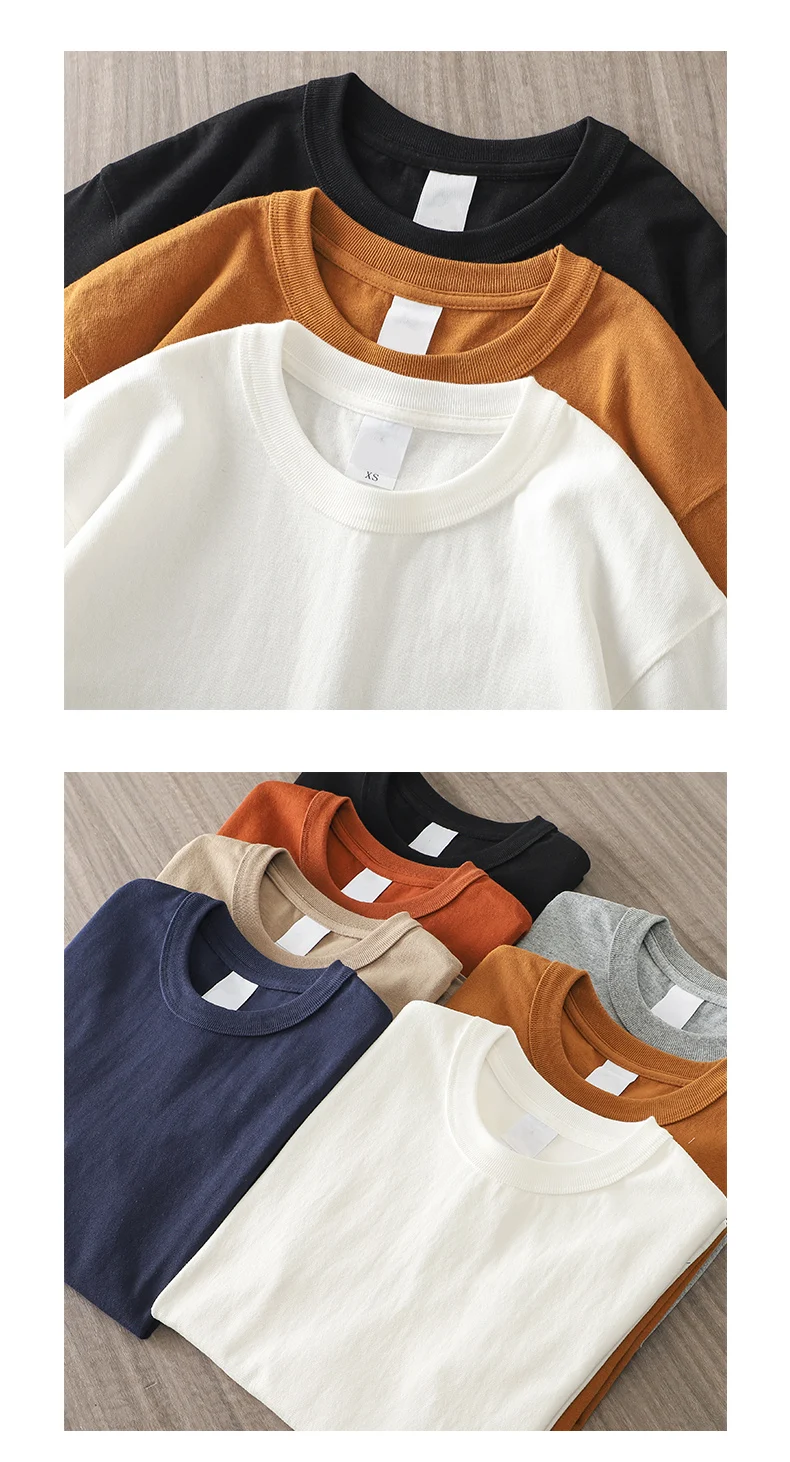 Dukeen 11,2 Oz Schwergewichts-Herbst-Langarm-T-Shirt für Herren, 100% Baumwolle, Einfarbiges Shirt mit Rundhalsausschnitt, Weiße Oberteile, Übergroße Herrenbekleidung – Detail 7