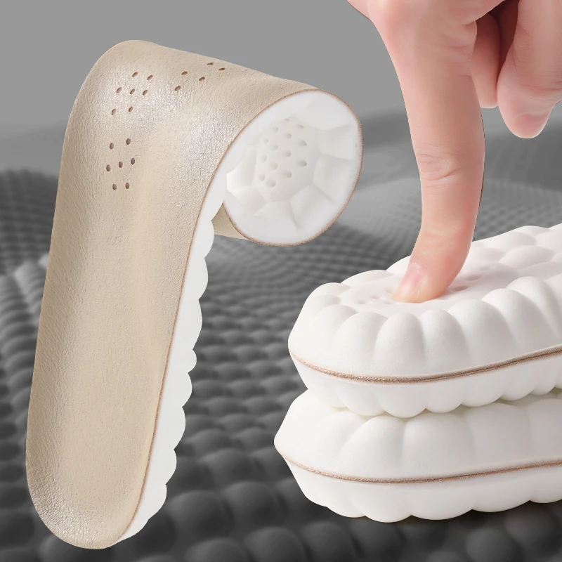 1/5Pairs Faux Leather Insole with High Elasticity Latex Arch Support Insoles Non-Slip Breathable Soft & Comfortable for Foot