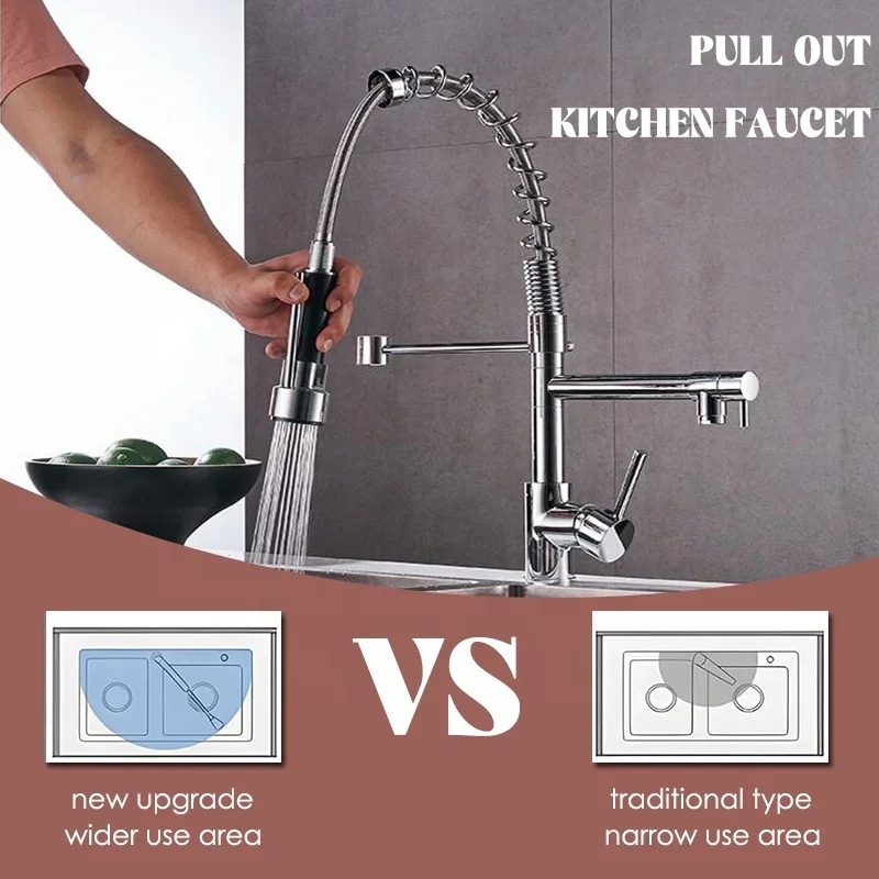 Torneira Modern Hot Cold Water Mixer Tap Single Handle Flexible Brass Pull Down Sprayer Spring Kitchen Sink Faucet