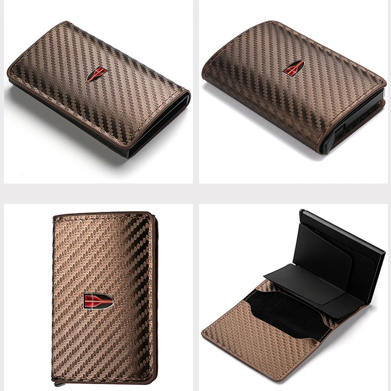 Carbon Fiber Credit Card Holder Car Logo Wallets Style Accessories For Hongqi H9 HS5 H5 H7 E-HS9 E115 HS7 LS7 2021 2022 2023