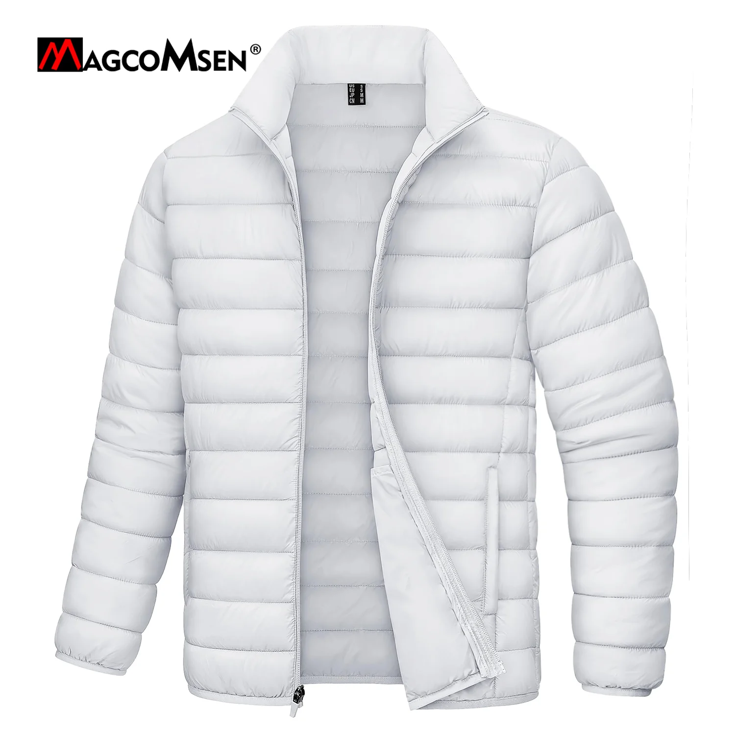 MAGCOMSEN Lightweight Puffer Jacket Mens Winter Thermal Warm Quilted Coat Waterproof Windproof Puffy Jackets Male Windbreaker