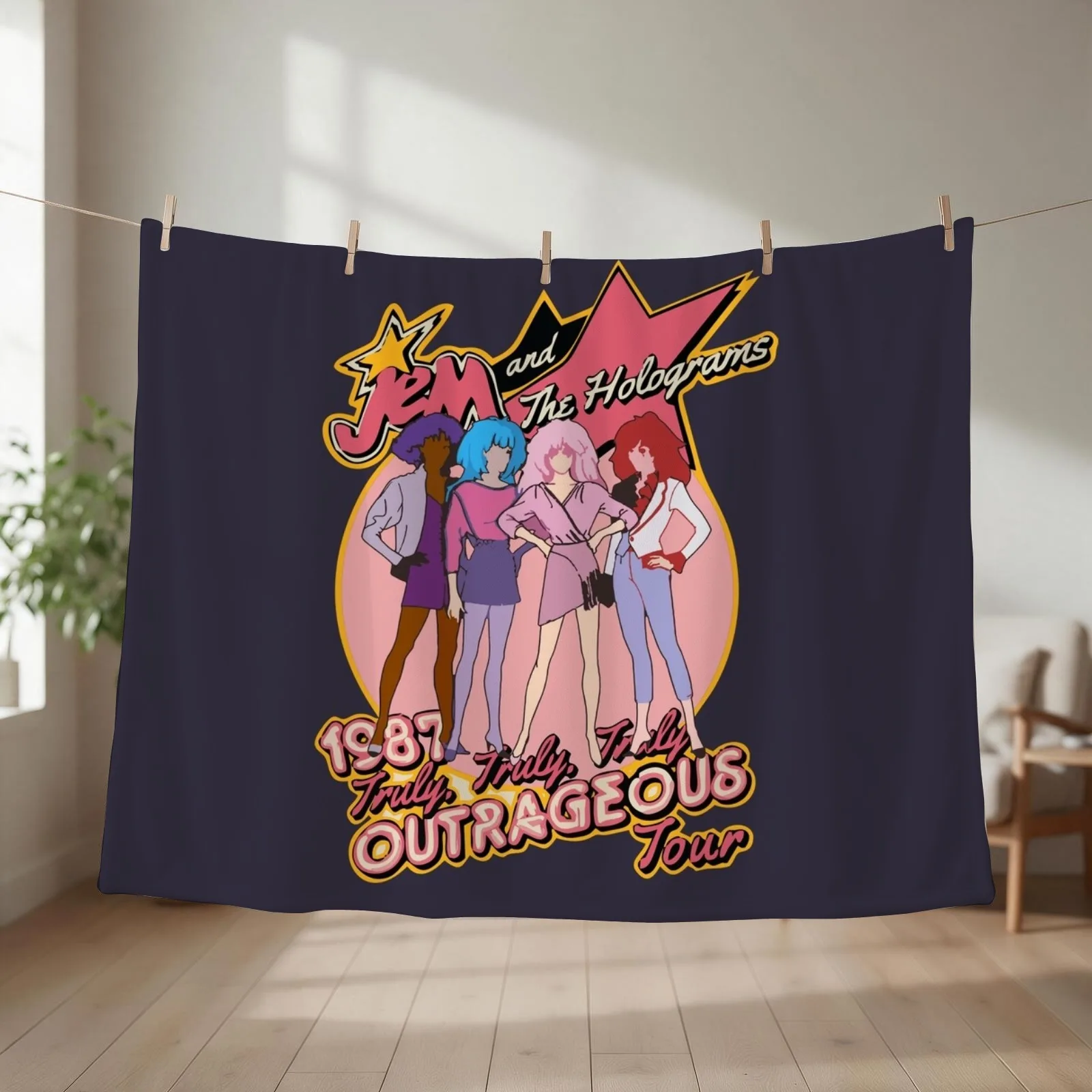 Reveal The Secret Jem And The Holograms Gifts For Music Fan Throw Blanket couch cozy soft plush fuzzy picnic outdoor blanket